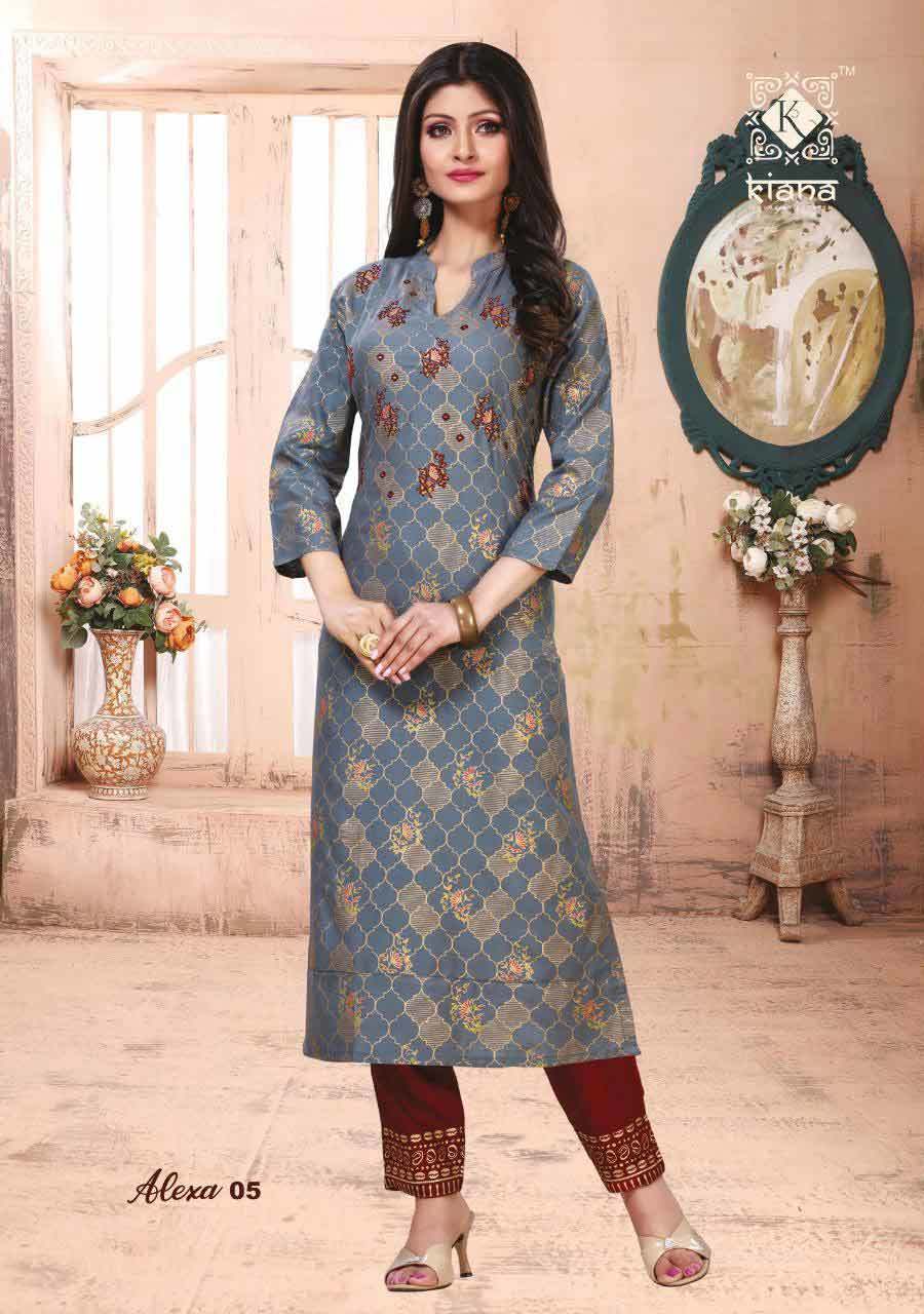 Spring Alexa Gold Print Chanderi Kurti Catalog Set