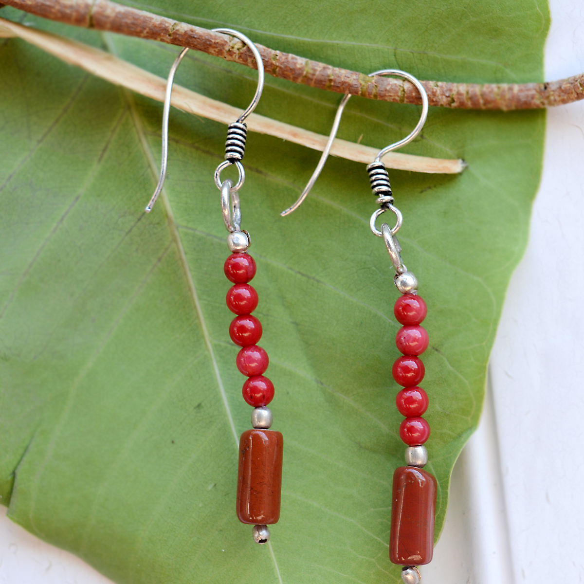 Jasper Stone Silver Earring Pg-156357 Gender: Women