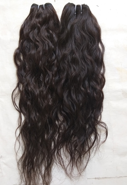 Natural Black Color Single Donor Wavy Human Hair
