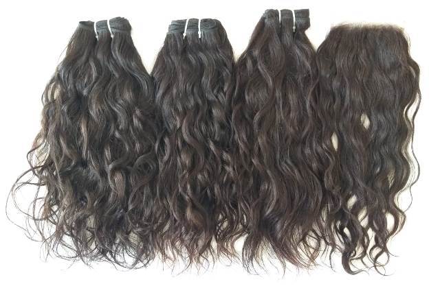 Natural Black Color Single Donor Wavy Human Hair