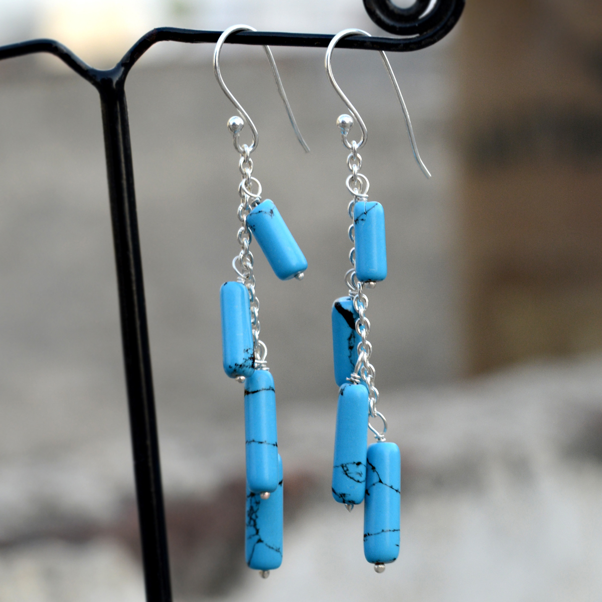 Turquoise Stone Silver Earring Pg-156380 Gender: Women