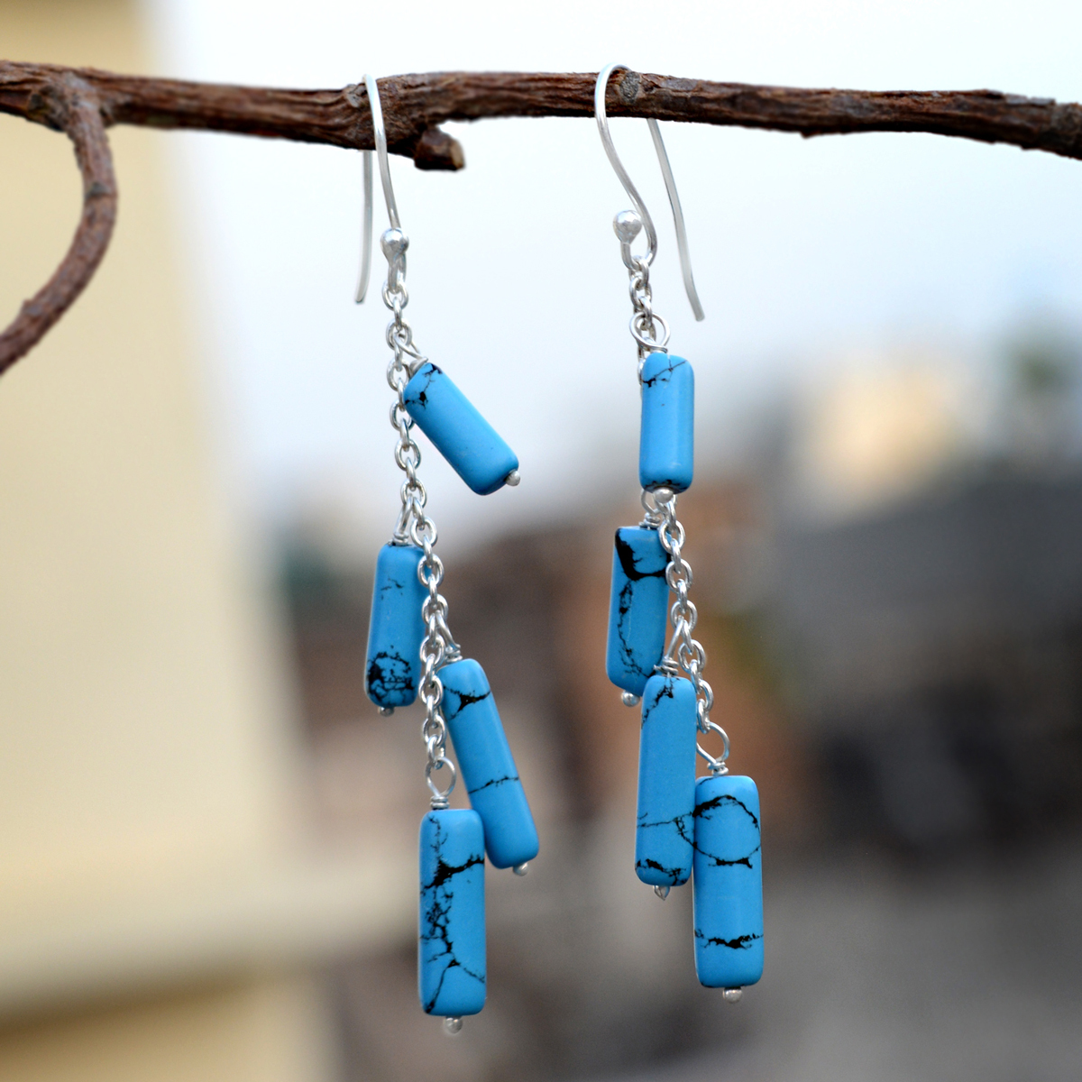 Turquoise Stone Silver Earring Pg-156380 Gender: Women