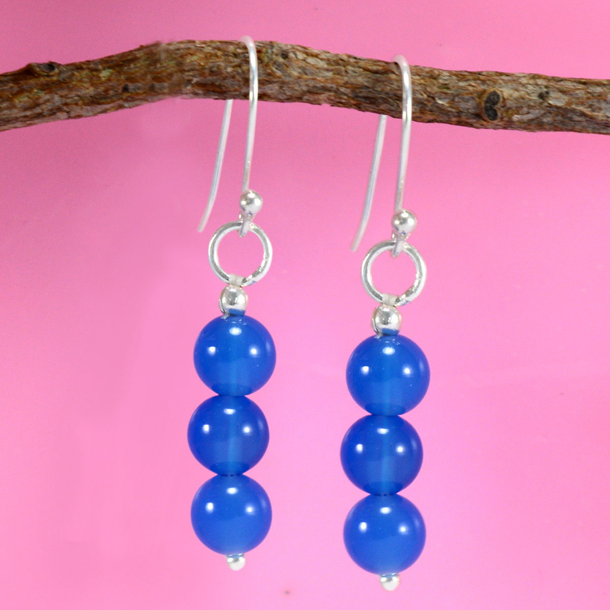 Blue Chalcedony Silver Earring Pg-156397 Gender: Women
