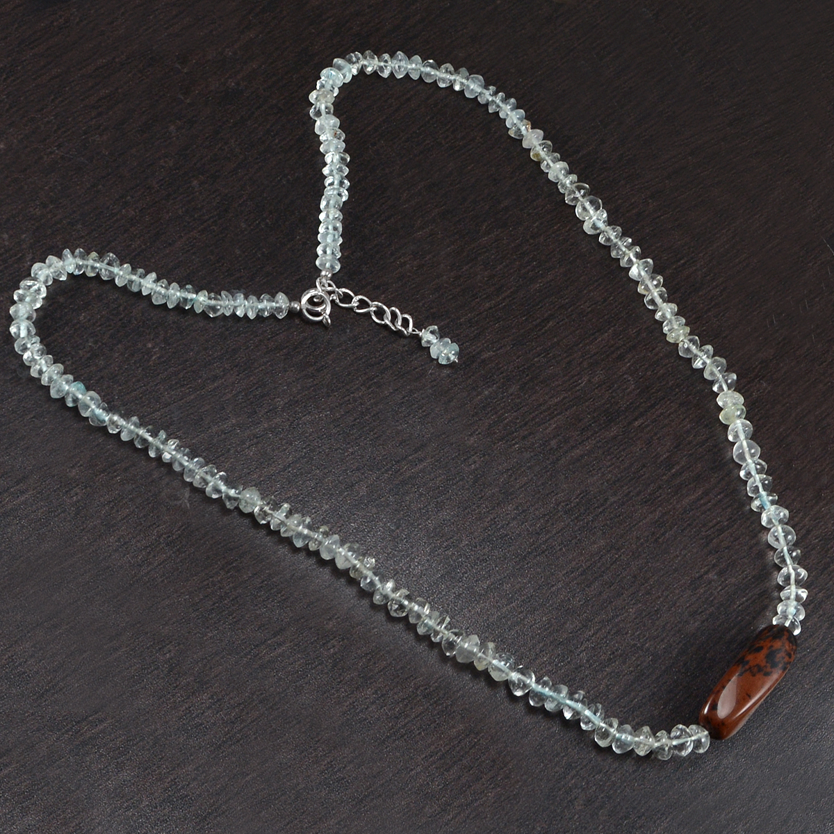 Mohagany Obsidian & Crystal Quartz Necklace Pg-156406 Size: 0.9x48.4 Cm.