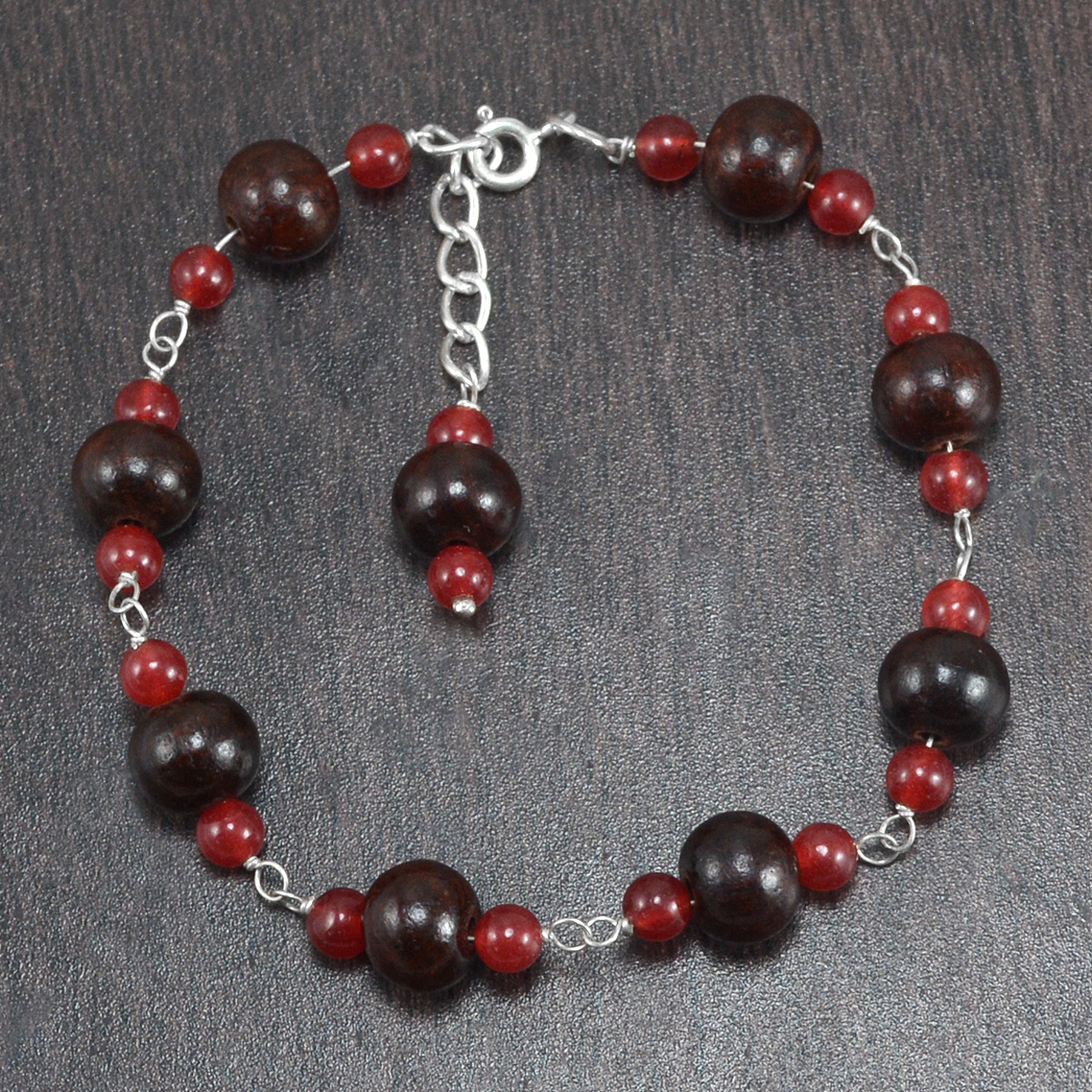 Carnelian 7 Wood Beads Necklace Pg-156410 Gender: Women