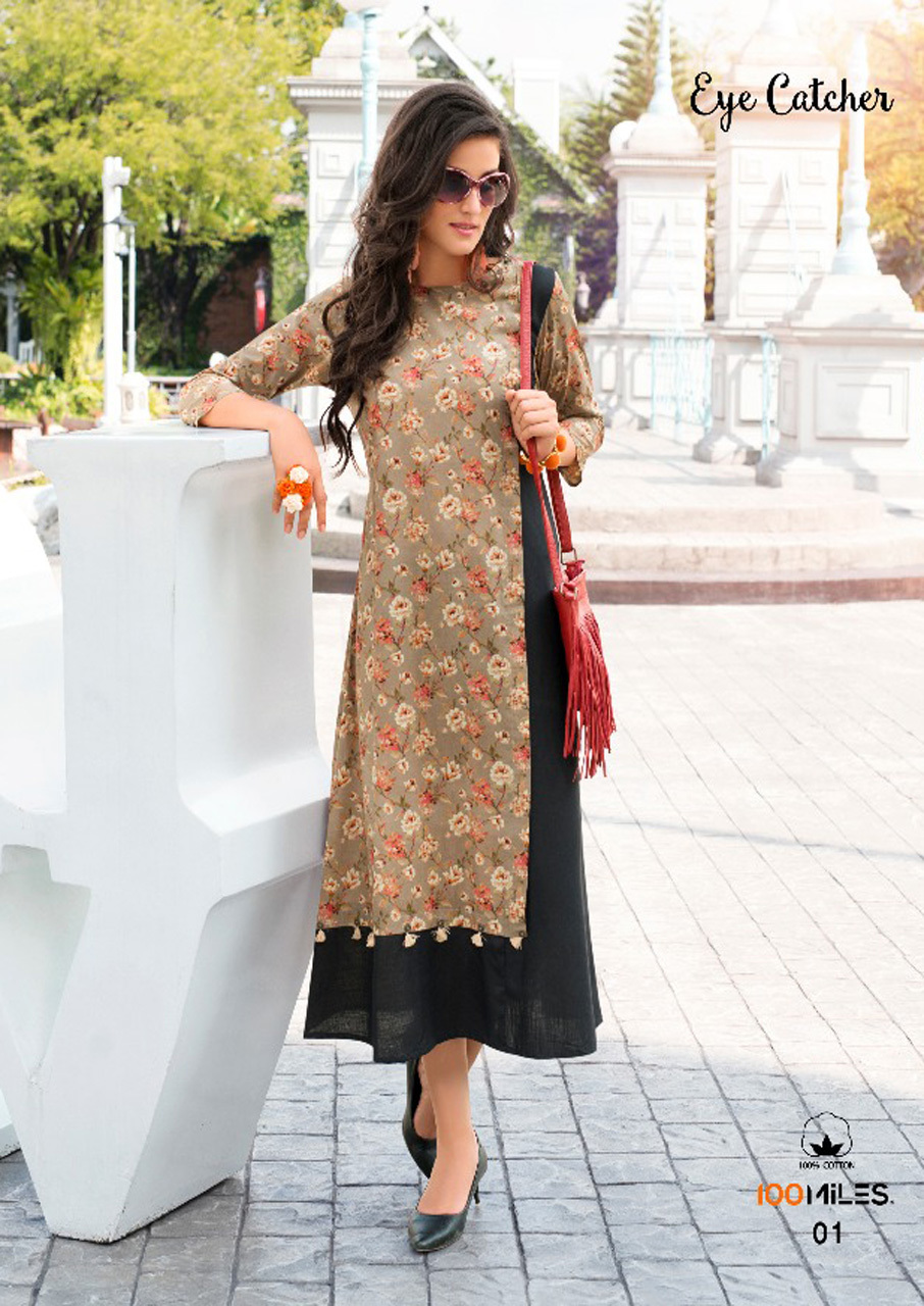100miles Eye Catcher Double Layered Long Kurta - Cotton Fabric, Sizes S(37), M(39), L(41), Xl(43), Xxl(45), 3xl(47) | Suitable For Summer, Winter, Rainy, Spring