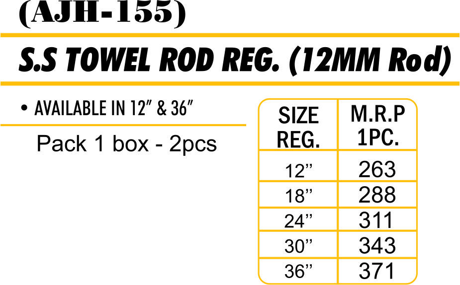 Stainless Steel S.s. Towel Rod Reg.(12mm)