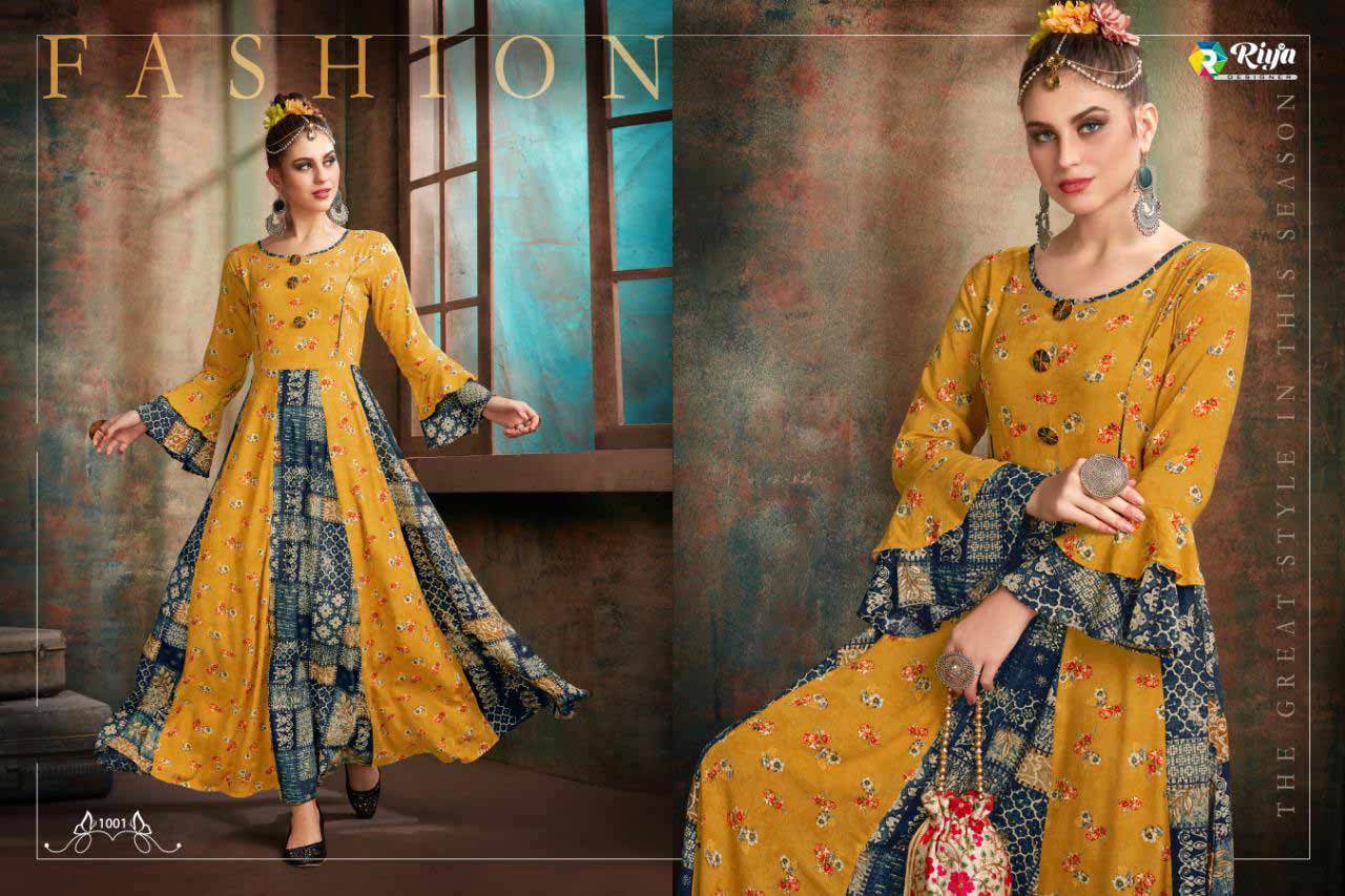 Aaisha Riya Designer Foil Print Kurti - Heavy Rayon Fabric, Sizes L-40, Xl-42, Xxl-44, Length 56 Inches | Discharge Print, Foil Print, Ikkat Print, Full Flair Style, Perfect For All Seasons