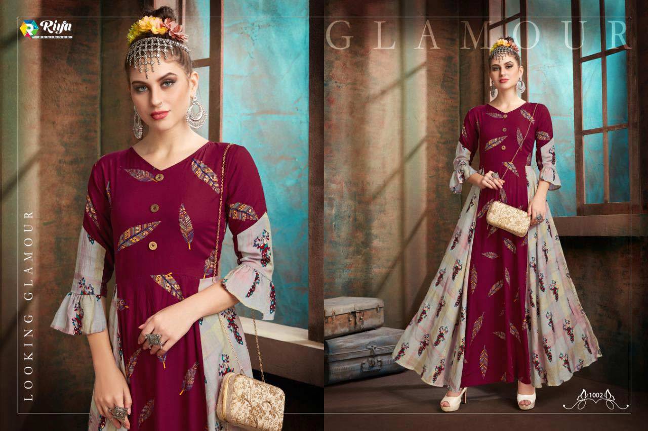 Aaisha Riya Designer Foil Print Kurti - Heavy Rayon Fabric, Sizes L-40, Xl-42, Xxl-44, Length 56 Inches | Discharge Print, Foil Print, Ikkat Print, Full Flair Style, Perfect For All Seasons