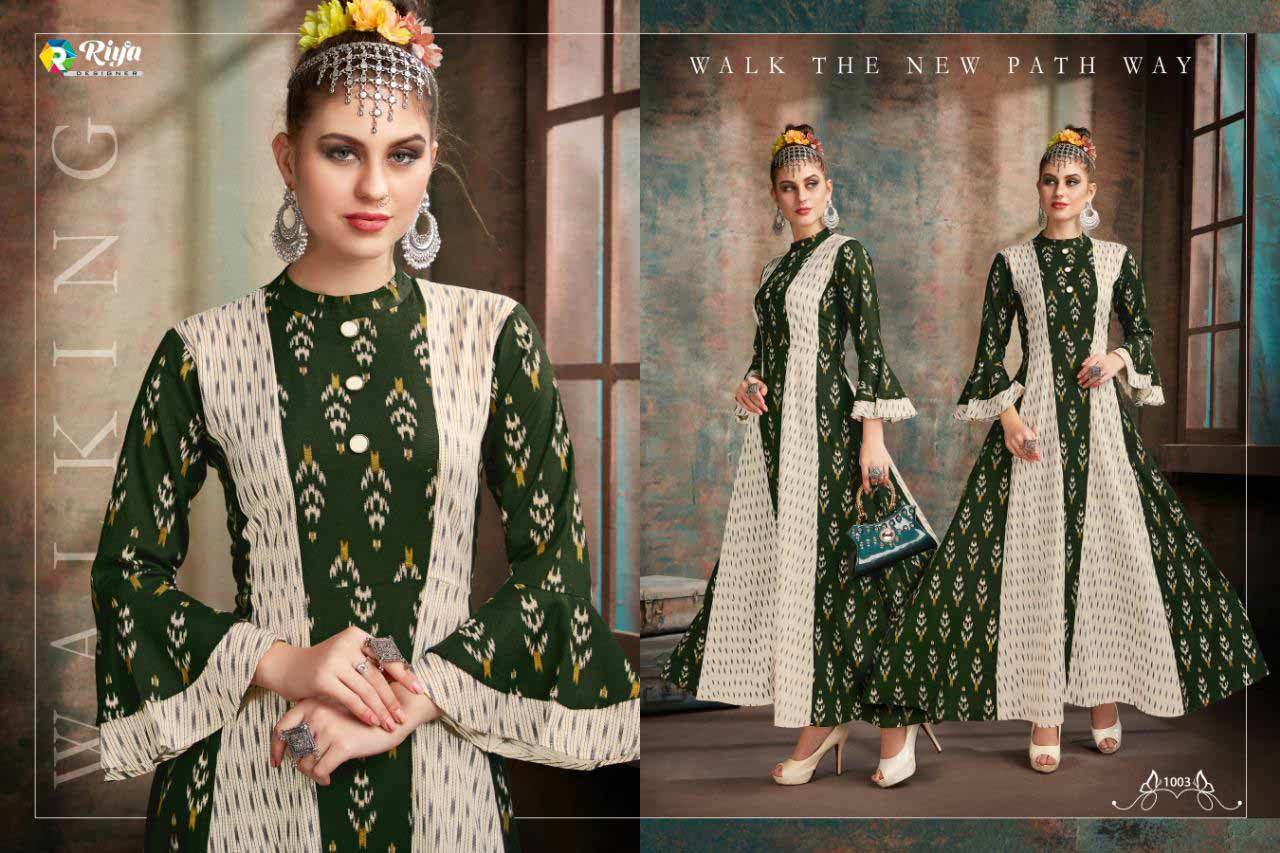 Aaisha Riya Designer Foil Print Kurti - Heavy Rayon Fabric, Sizes L-40, Xl-42, Xxl-44, Length 56 Inches | Discharge Print, Foil Print, Ikkat Print, Full Flair Style, Perfect For All Seasons