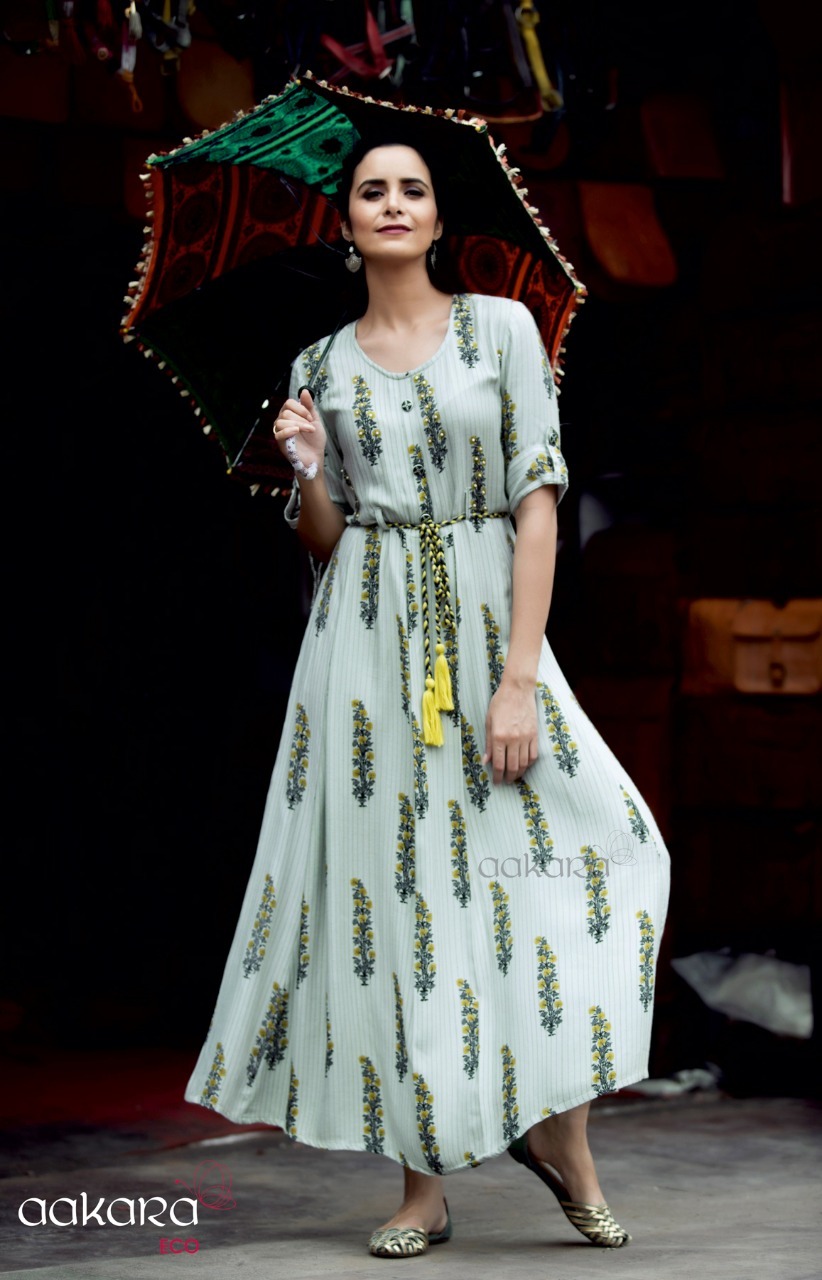 Aakara Eco Volume 6 Kurtis Collection - Rayon Spendex, Rayon Slub, Viscose Chanderi | Sizes M(38) To Xxl(44), Multi-season Versatility For Rainy, Spring, Summer, Winter