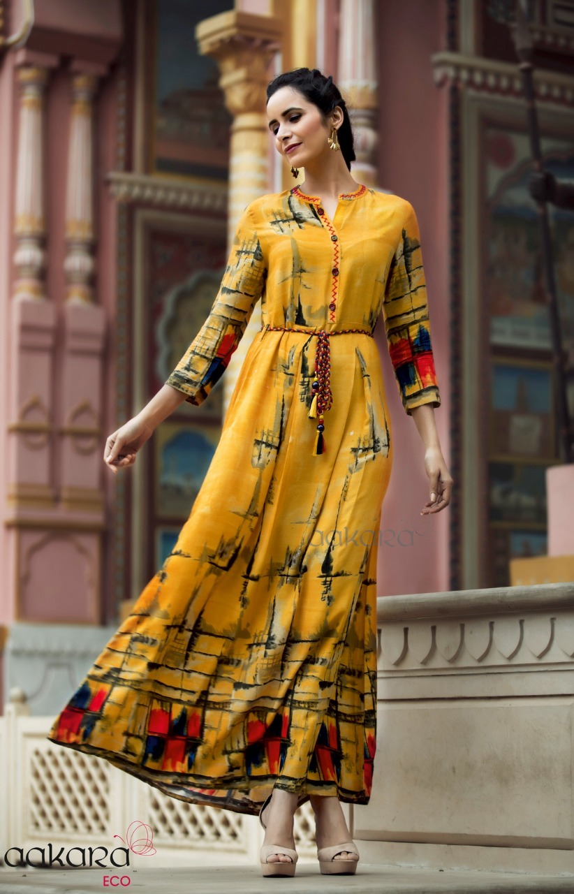 Aakara Eco Volume 6 Kurtis Collection - Rayon Spendex, Rayon Slub, Viscose Chanderi | Sizes M(38) To Xxl(44), Multi-season Versatility For Rainy, Spring, Summer, Winter