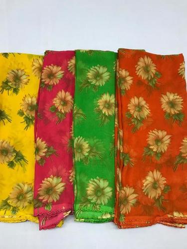 Floral Print Partywear Saree - Lightweight Cotton Blend, Elegant Floral Patterns, Available in Vibrant Colors for Daily Wear, Ideal for Rainy Spring and Summer Occasions