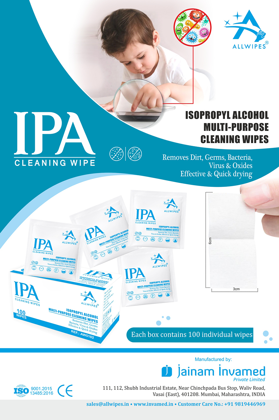 Sanitizing Wet Wipes/swab( 3 Cms X 6 Cms) Age Group: Adults