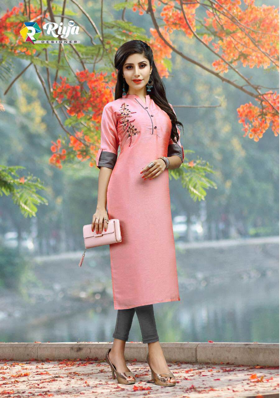 Ayana Vol-2 Riya Designer Wholesale Kurti - Zorba Silk, M-38/l-40/xl-42/xxl-44, Length 46 | Heavy Khatli Zardosi Work, All Season Wear
