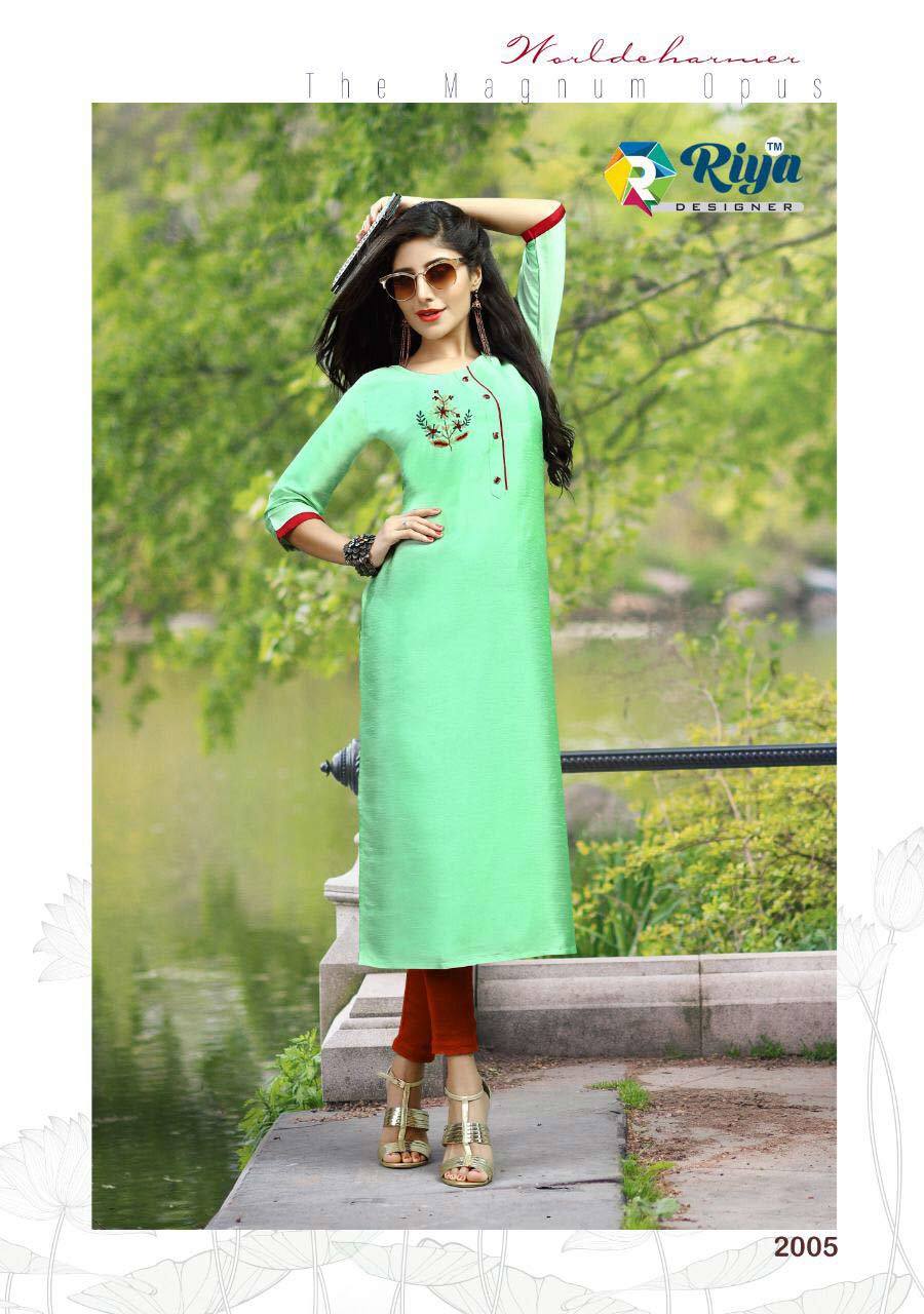 Ayana Vol-2 Riya Designer Wholesale Kurti - Zorba Silk, M-38/l-40/xl-42/xxl-44, Length 46 | Heavy Khatli Zardosi Work, All Season Wear