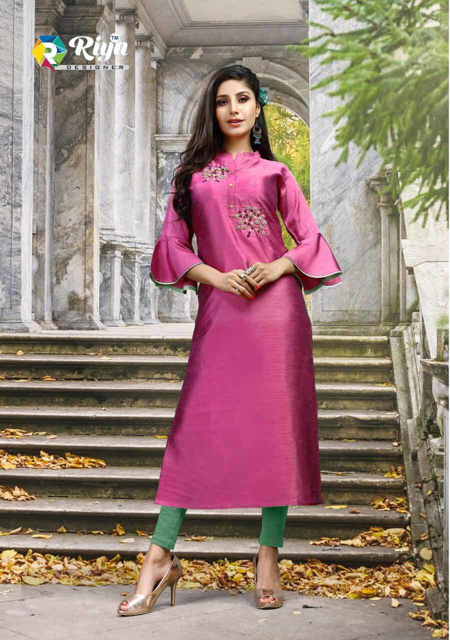 Ayana Vol-2 Riya Designer Wholesale Kurti - Zorba Silk, M-38/l-40/xl-42/xxl-44, Length 46 | Heavy Khatli Zardosi Work, All Season Wear