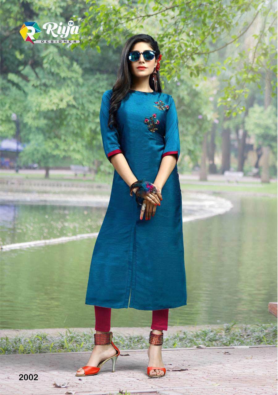 Ayana Vol-2 Riya Designer Wholesale Kurti - Zorba Silk, M-38/l-40/xl-42/xxl-44, Length 46 | Heavy Khatli Zardosi Work, All Season Wear