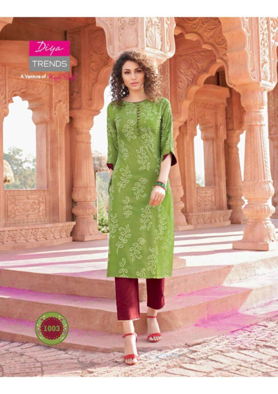 Spring Bandhej Vol-1 Cotton Rayon Wholesale Kurti