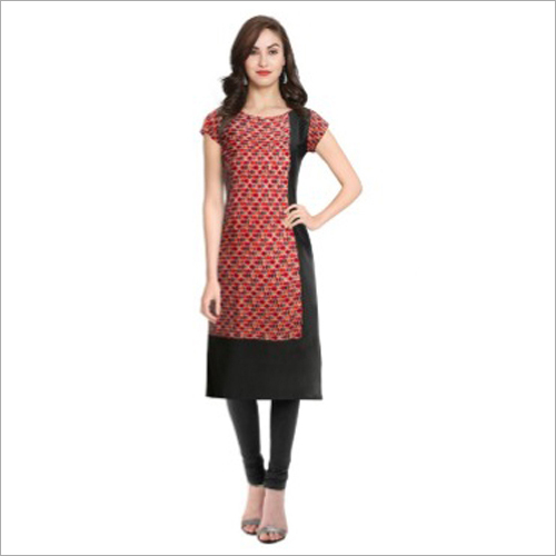 रेड अमेरिकन क्रेप कुर्ती