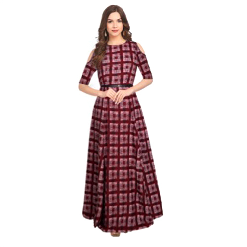 मैरून प्रीमियम अमेरिकन क्रेप गाउन