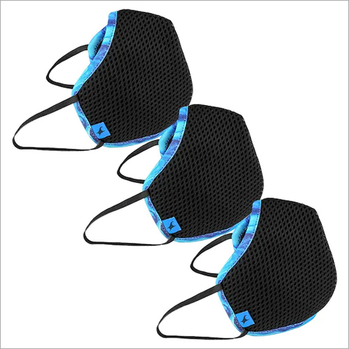 3 Pcs Super Shield 4 Layer Outdoor Reusable Face Mask - Cotton Blend, Various Sizes, Blue-Black | Adjustable Nose Clip, Minimal Eyewear Fogging