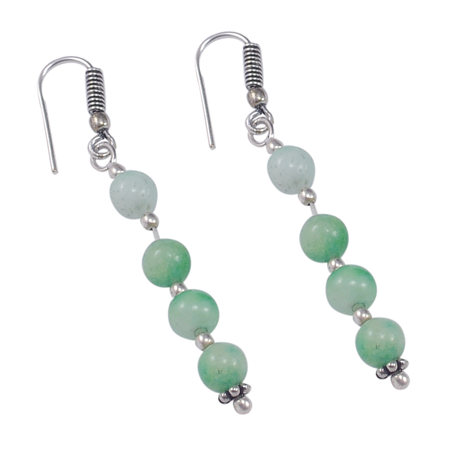 Green Quartz Stone Silver Necklace Set Pg-156655 Size: 0.6x47 Cm.