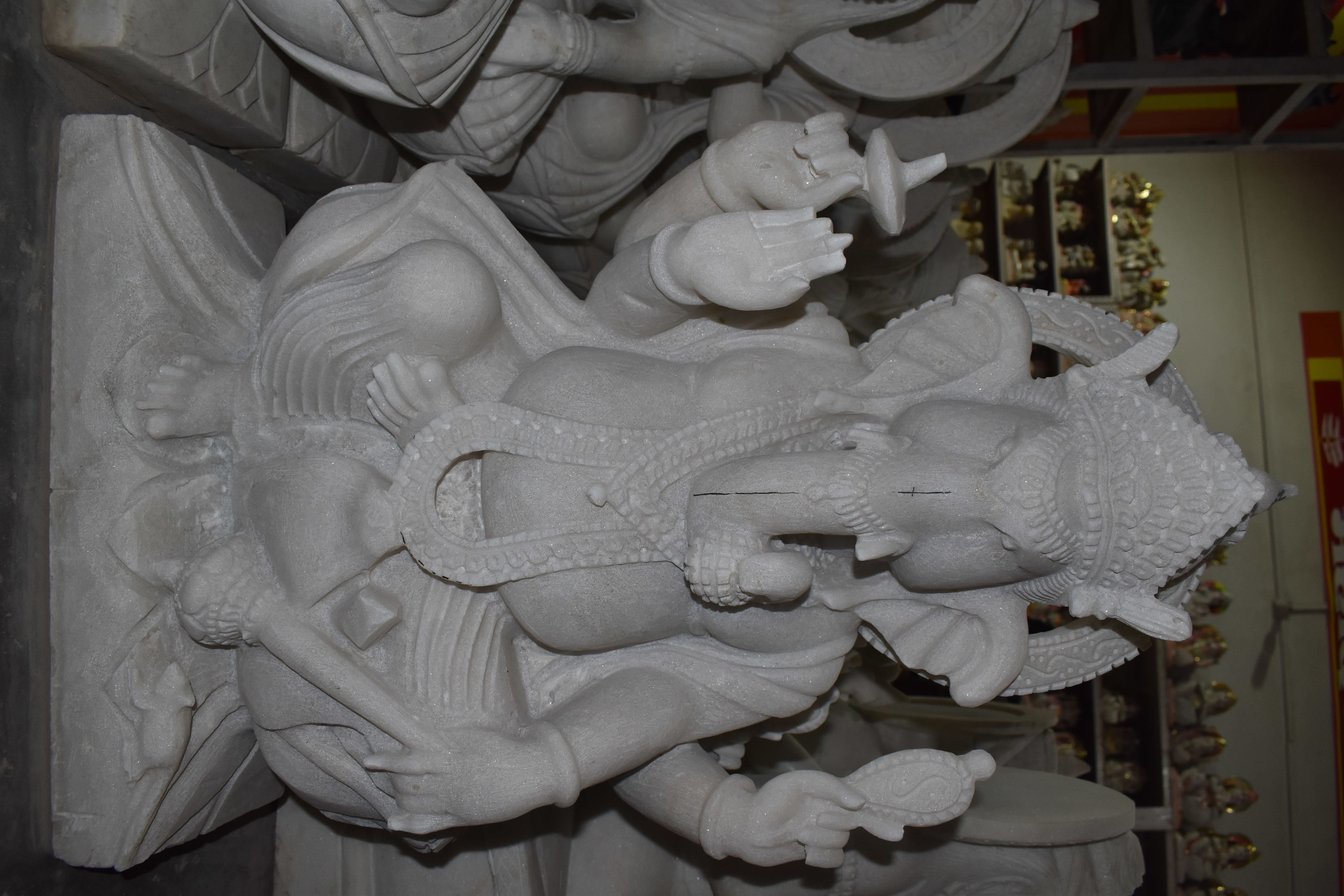 Ganesh Ji White Marble Statue