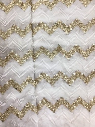 Georgette Dyeble Embroidery Fabric - Viscose Georgette, 44 Inch Width | Lightweight, Shiny, Unique Patterned Fabric