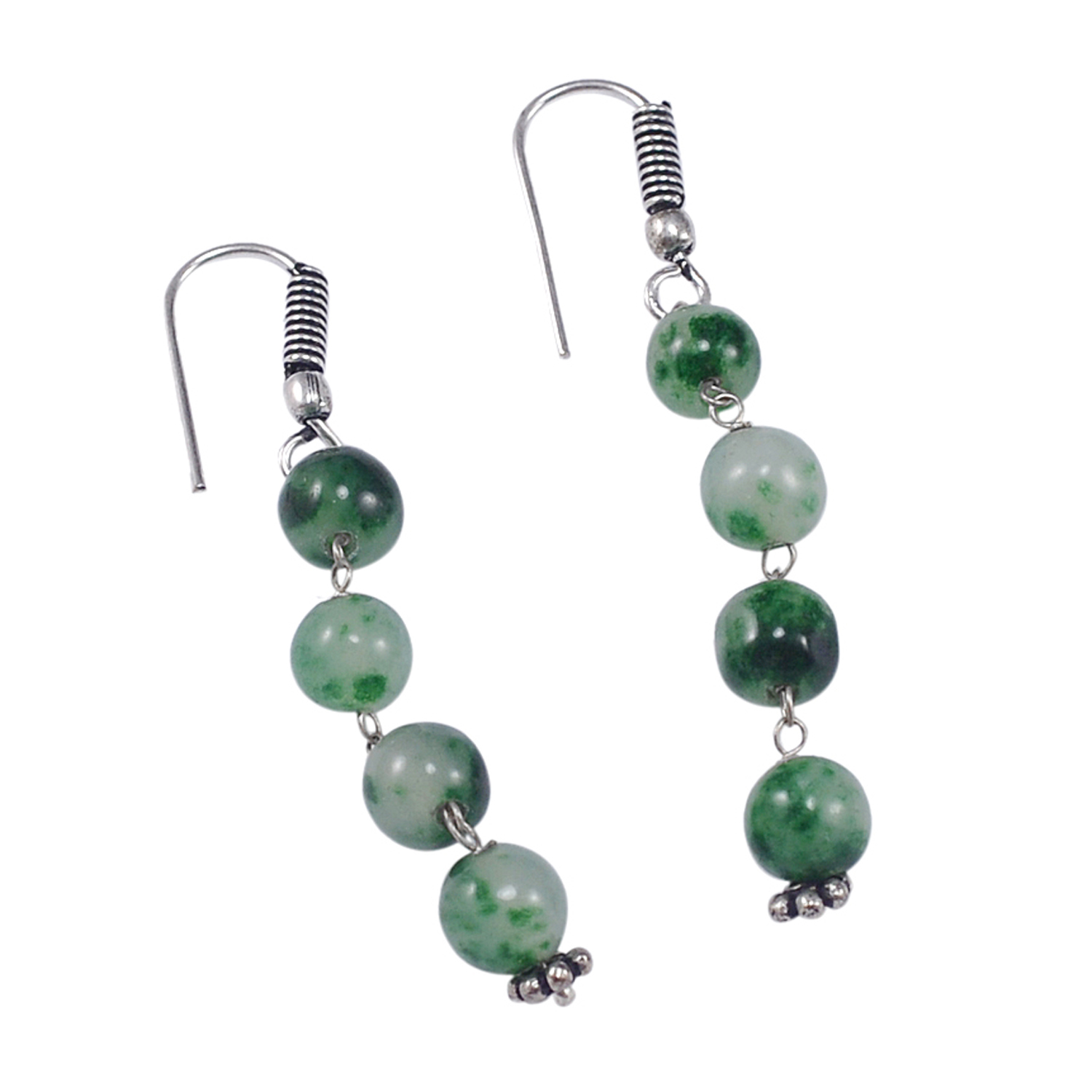 Green Quartz Stone Silver Necklace Set Pg-156661 Size: 0.6x47 Cm.