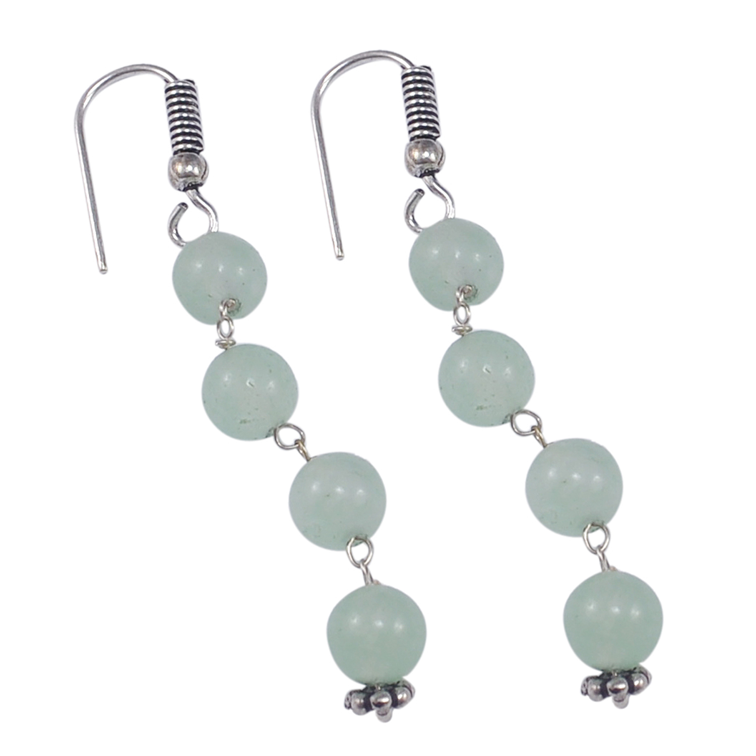 Sea Green Quartz Silver Necklace Set Pg-156664 Size: 0.6x47 Cm.
