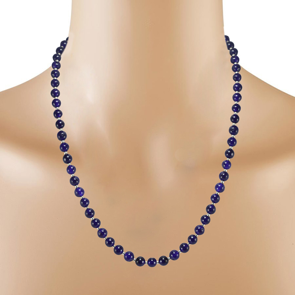 Amethyst Quartz Silver Necklace Set Pg-156671 Size: 0.6x47 Cm.