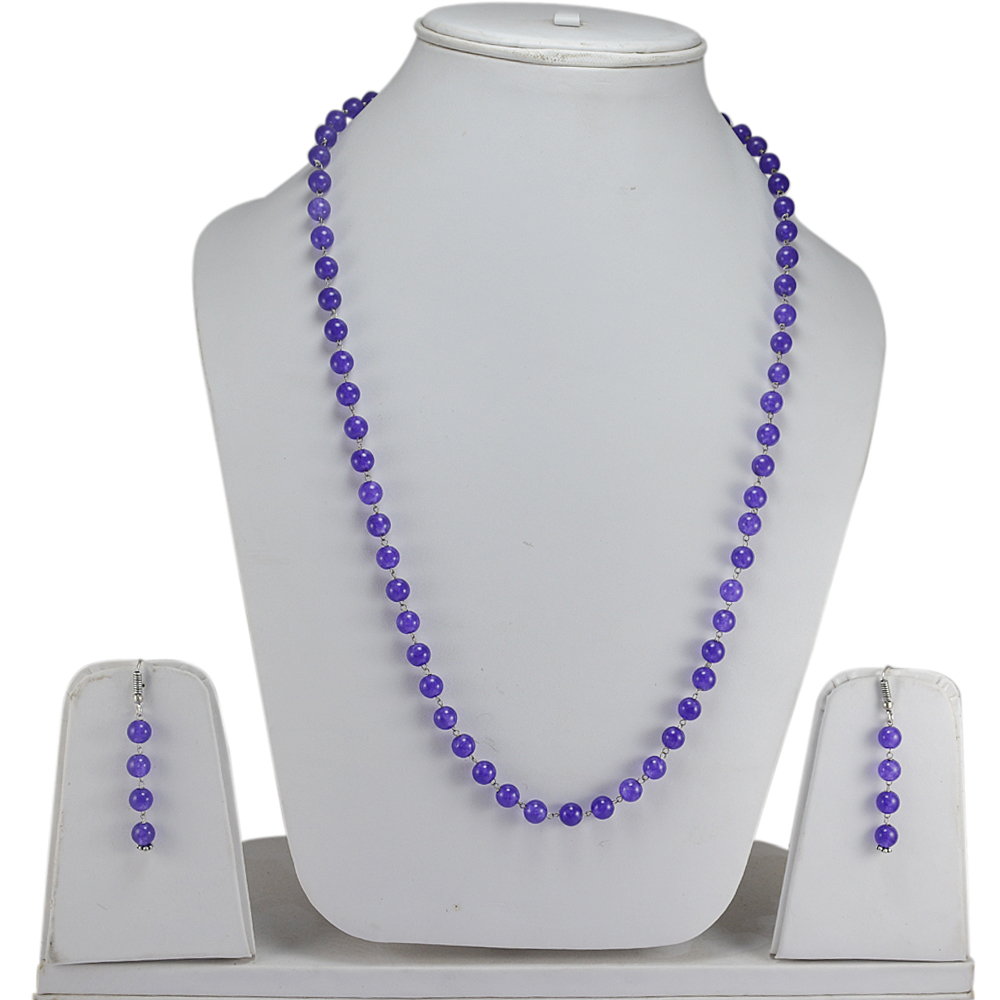 Purple Quartz Silver Necklace Pg-156675 Size: 0.6x47 Cm.