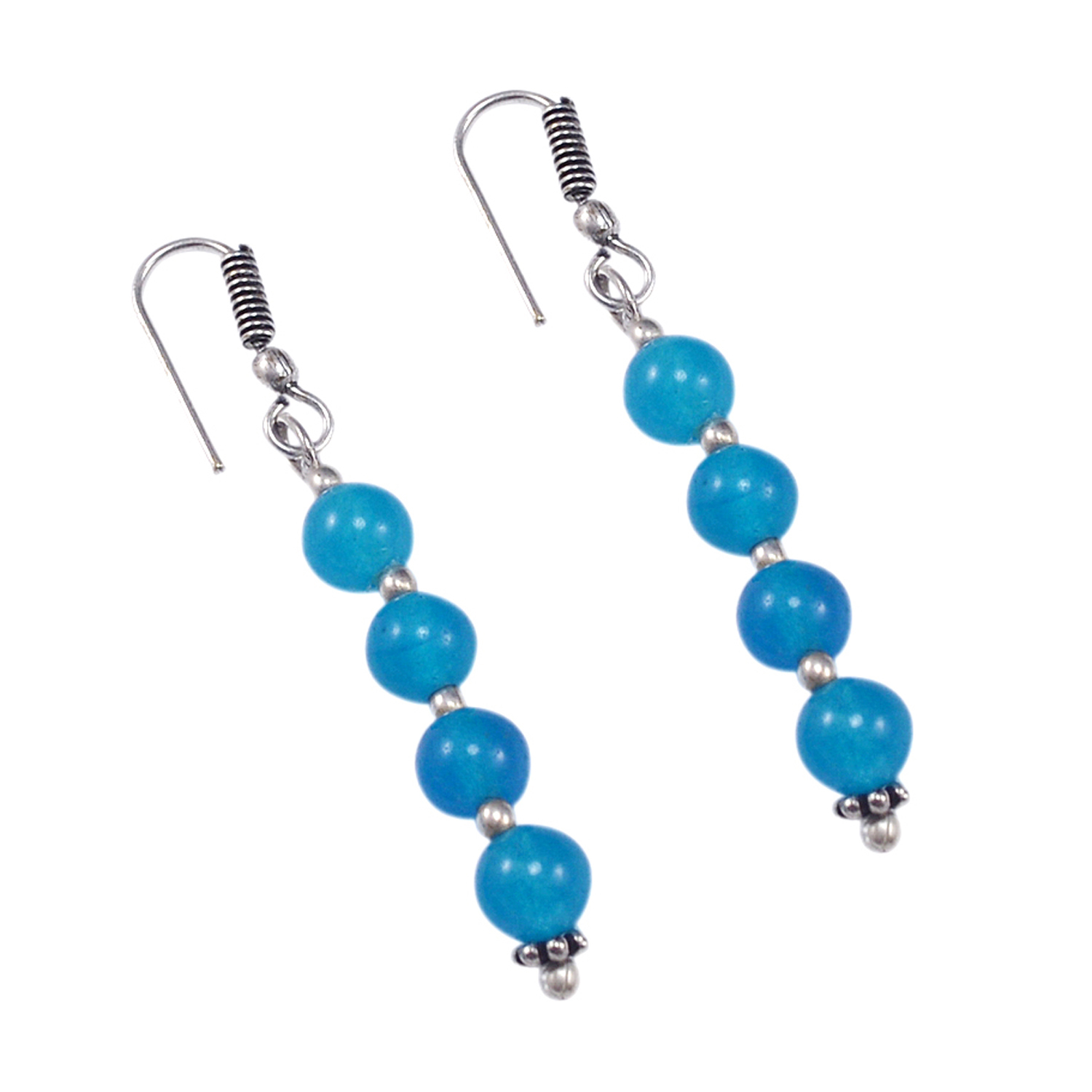 Blue Quartz Silver Necklace Set Pg-156681 Size: 0.6x47 Cm.