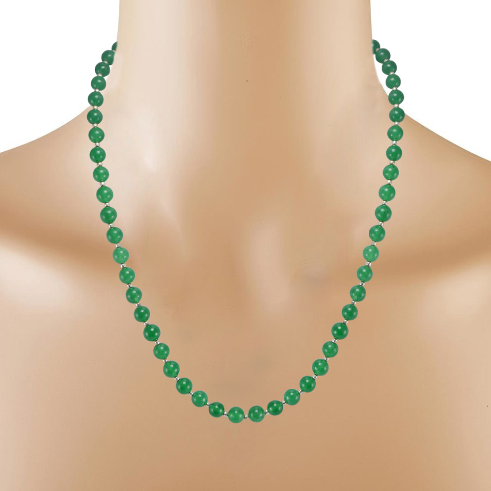 Green Quartz Silver Necklace Set Pg-156682 Size: 0.6x47 Cm.