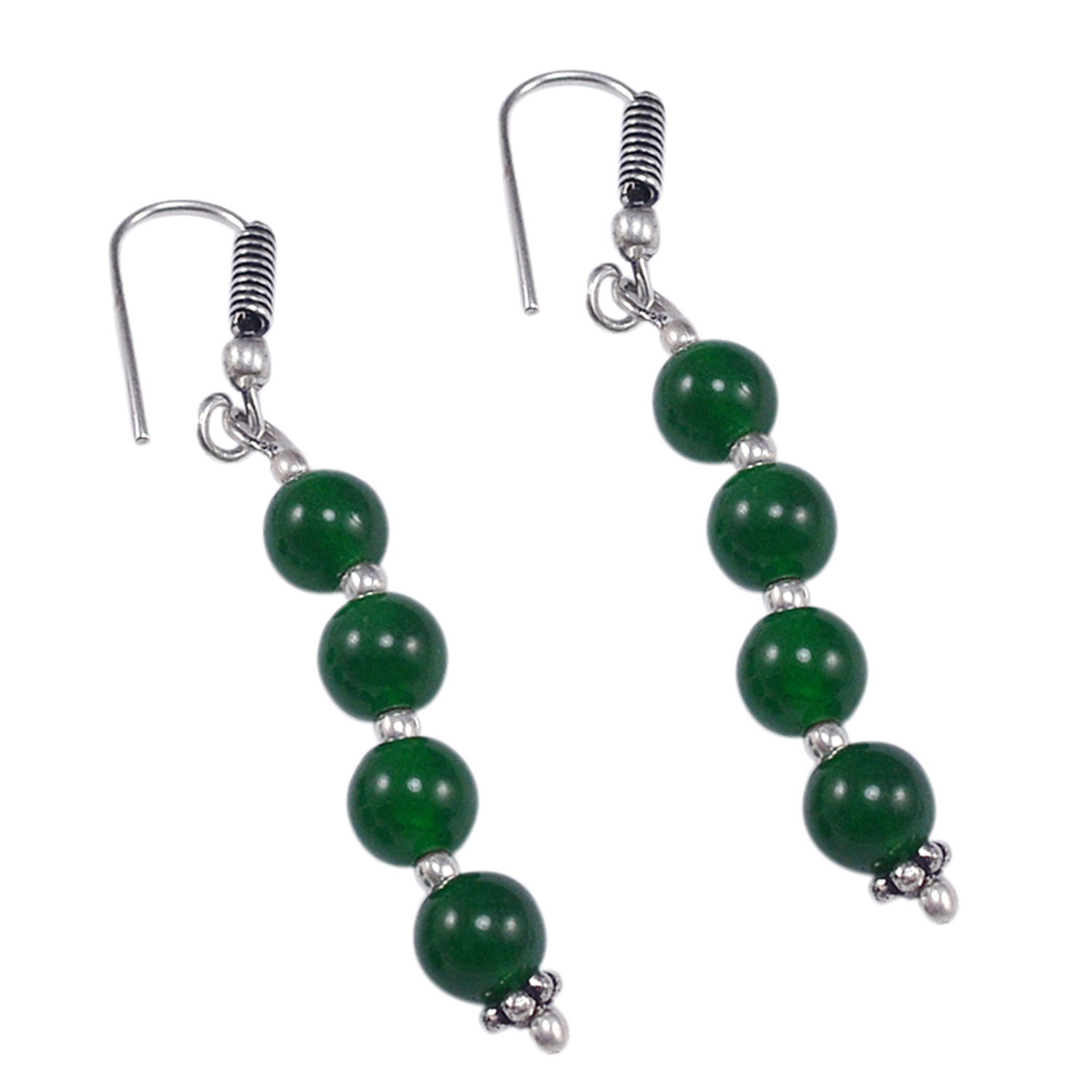 Green Quartz Silver Necklace Set Pg-156682 Size: 0.6x47 Cm.