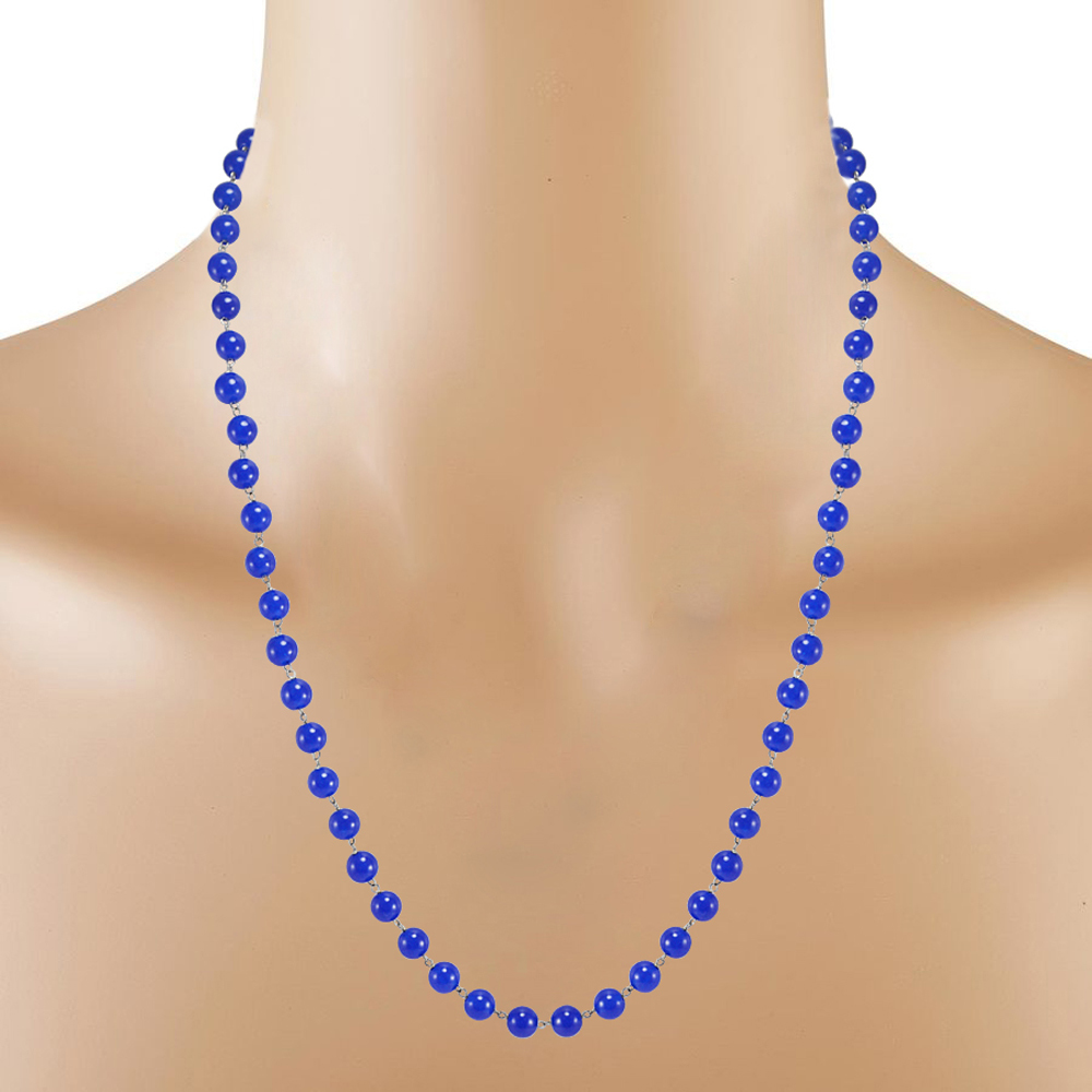 Blue Quartz Silver Necklace Set Pg-156684 Size: 0.6x47 Cm.