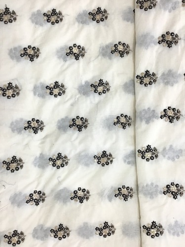 Cotton Embroidery Fabric - Pure Cotton, 44 Inch Width | Multi-color, Summer Suitable, Long Lasting Fine Finish