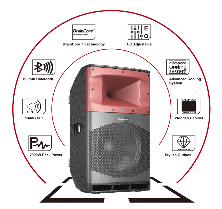 Audiocenter Sa315 - Black, 439x760x454mm | 2000w Output Power, Active Dsp-controlled, Bluetooth Compatible, Multi-source Audio Mixing, Versatile Installation Options