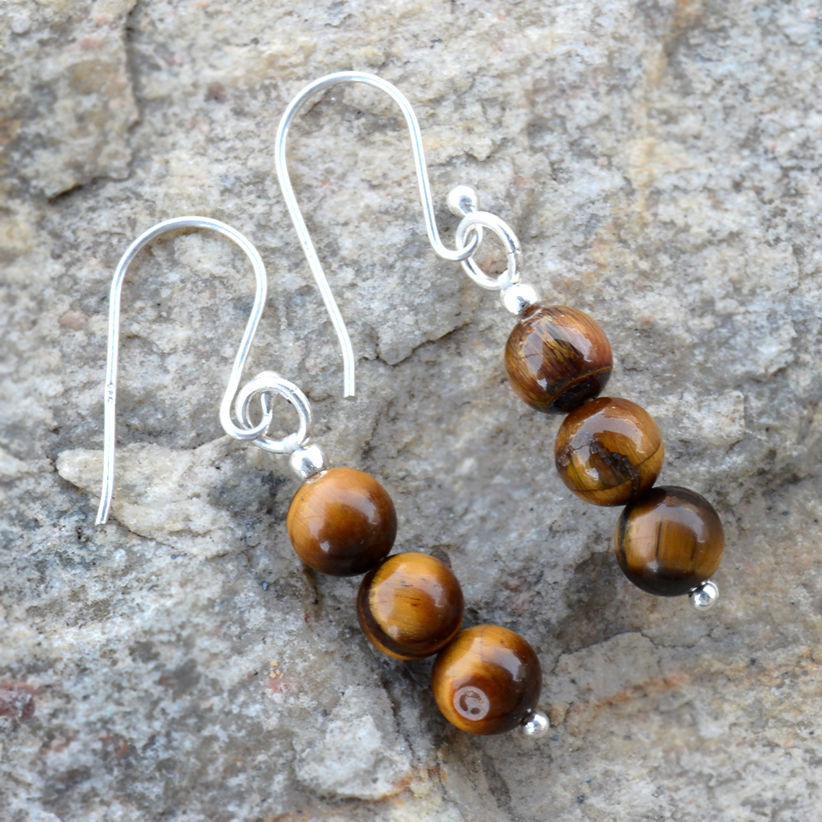 Tiger Eye Silver Stone Earring Pg-156697 Gender: Women