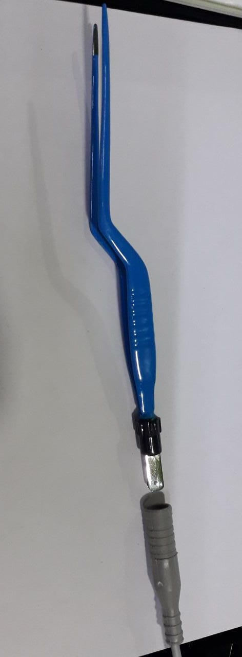 Bipolar Forceps - Stainless Steel 0.7mm & 1.0mm Reverse Action Style, 25 Cm Length, Blue Color Code, Suitable For Surgical Cautery Use