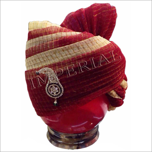 रेड एंड क्रीम इंडियन ड्यूल कलर डोरिया जरी सफा