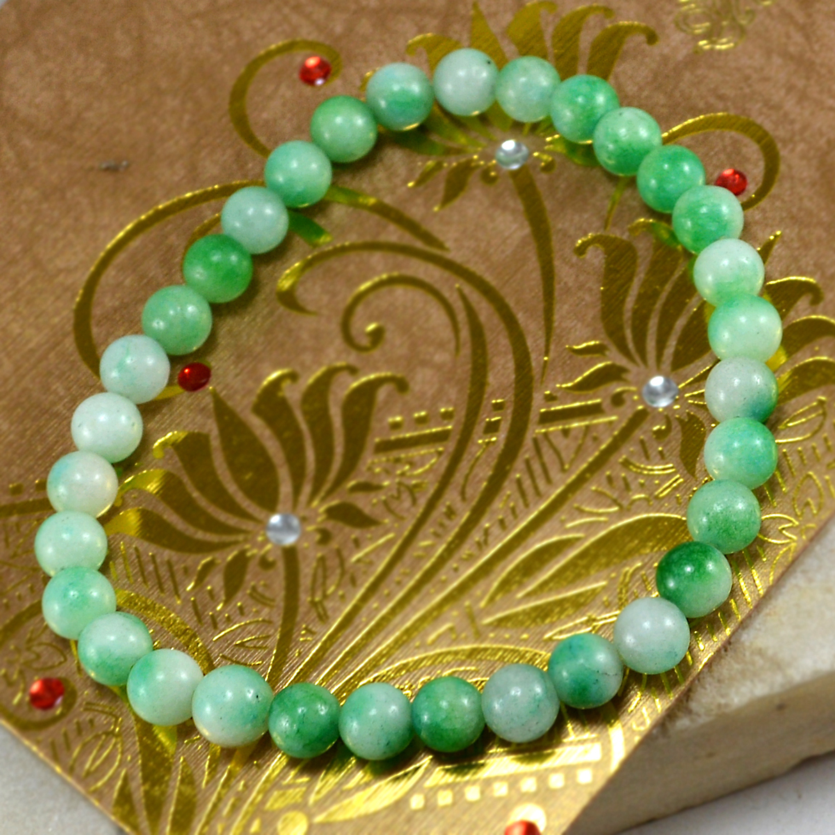 Stone Green Quartz Beaded Bracelet Pg-156709