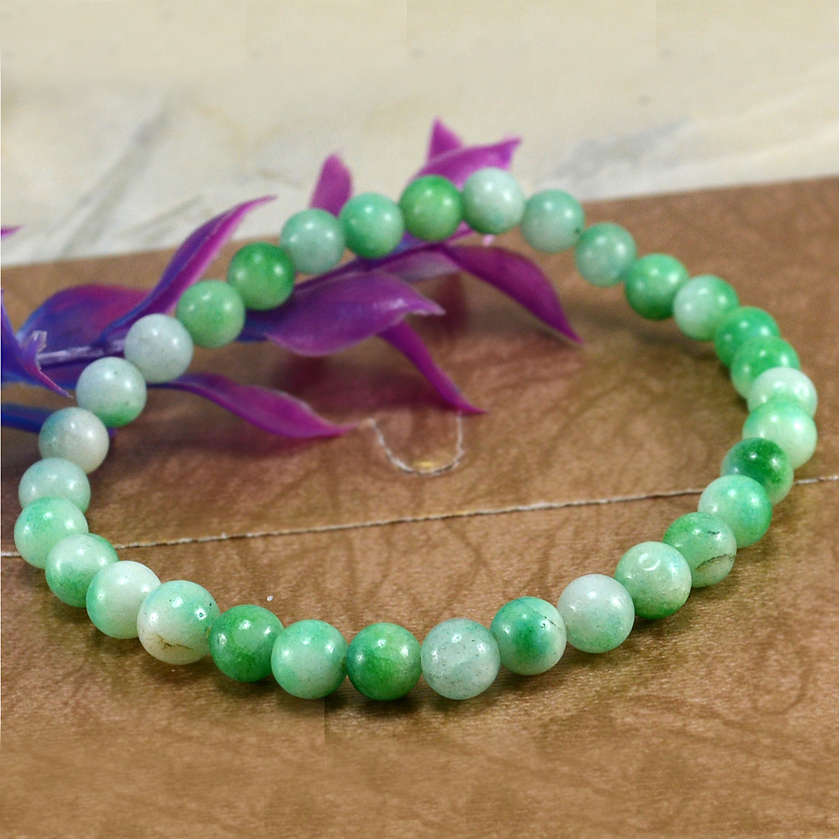Stone Green Quartz Beaded Bracelet Pg-156709