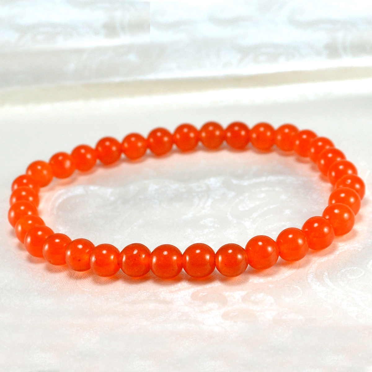 Stone Light Orange Quartz Beaded Bracelet Pg-156711