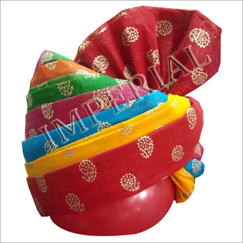 पचरंगी गोल्डन प्रिंटेड मल्टीकलर साफा