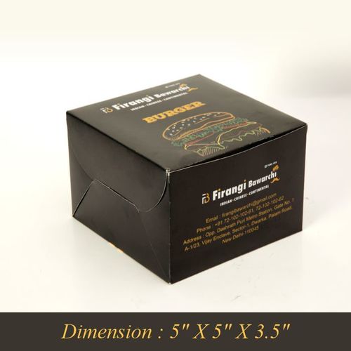 Burger Box - 5" x 5" x 3.5" | Matte Black Cardboard, Offset Printing