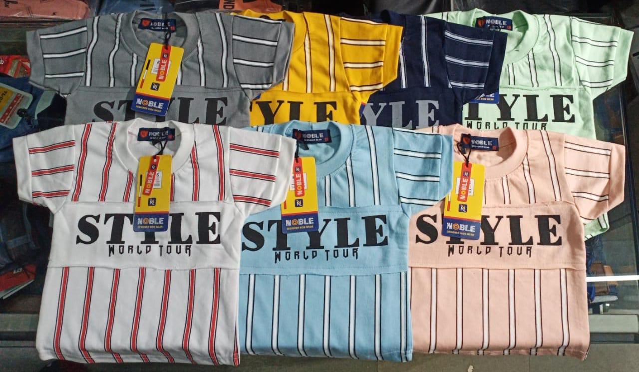 Kids Printed Cotton T-shirt - Size 18, 22, 26, 30, 34 | Multicolour, Half Sleeves, For Boys Ages 2-10