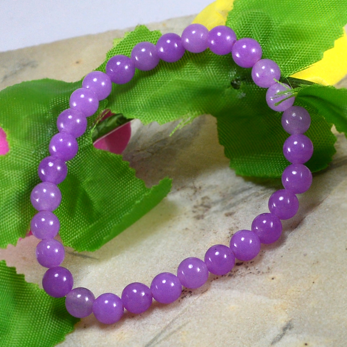 Stone Purple Quartz Beaded Bracelet Pg-156721