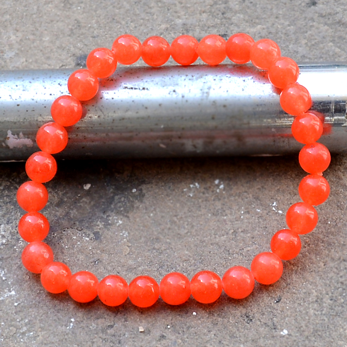 Stone Orange Quartz Beaded Bracelet Pg-156722